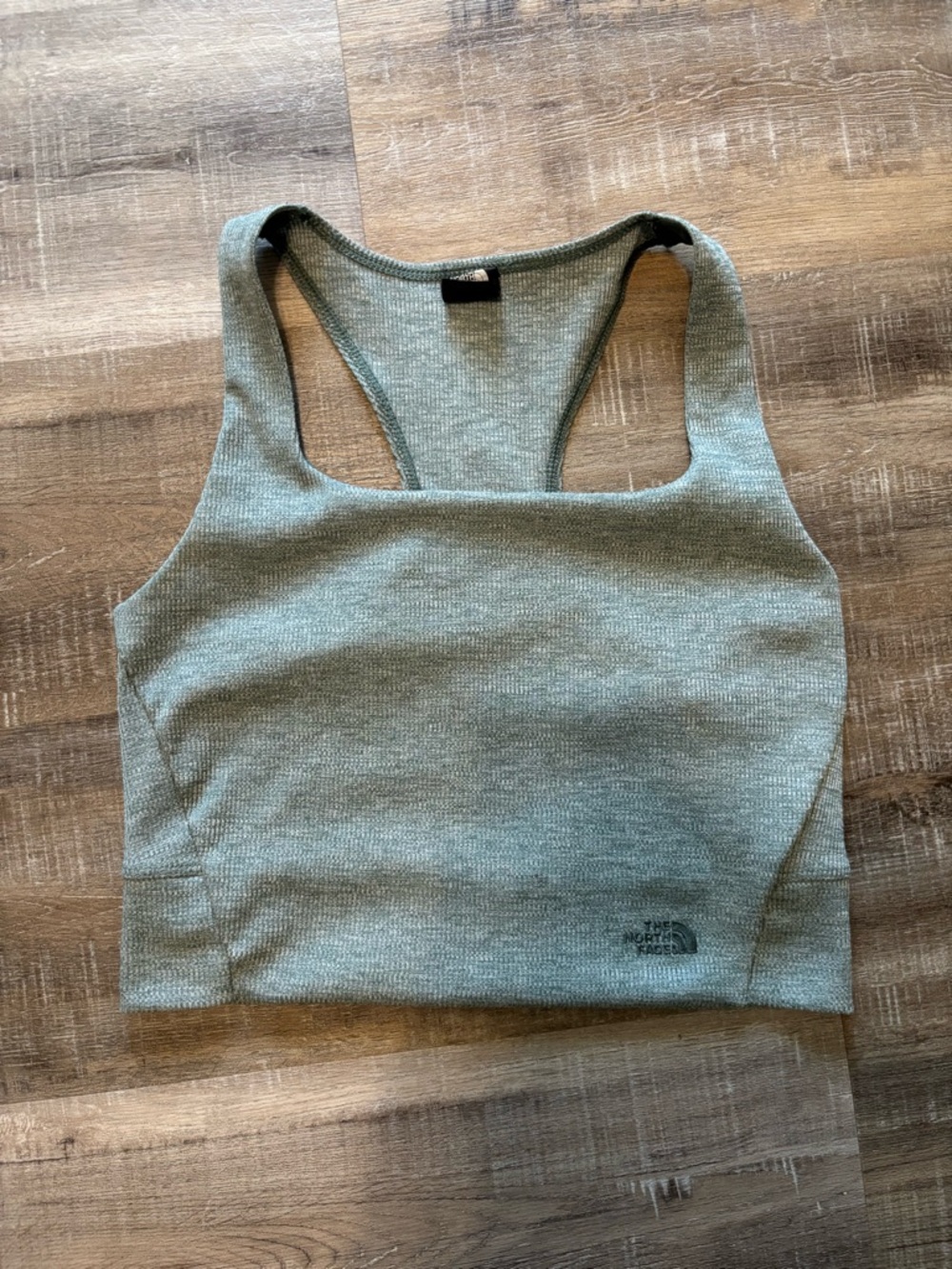 The North Face Sage Green Ribbed Racerback Crop Top